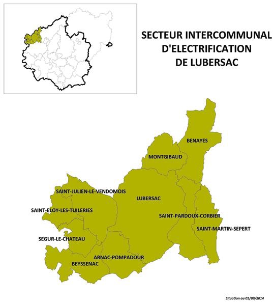 Carte secteur d'énergie de Lubersac